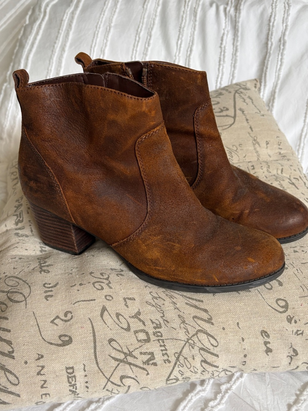 Franco Sarto Women's Rust Suede Ankle Booties with Side Zip Closure